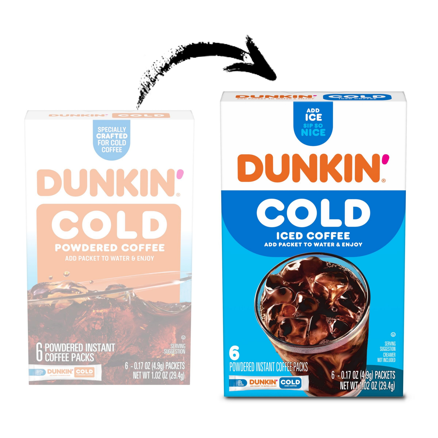 slide 5 of 6, Dunkin' Dunkin’ Cold Iced Coffee, Powdered Instant Coffee Packs, 6 count, 6 ct