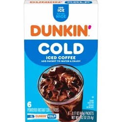 Dunkin' Dunkin’ Cold Iced Coffee, Powdered Instant Coffee Packs, 6 count