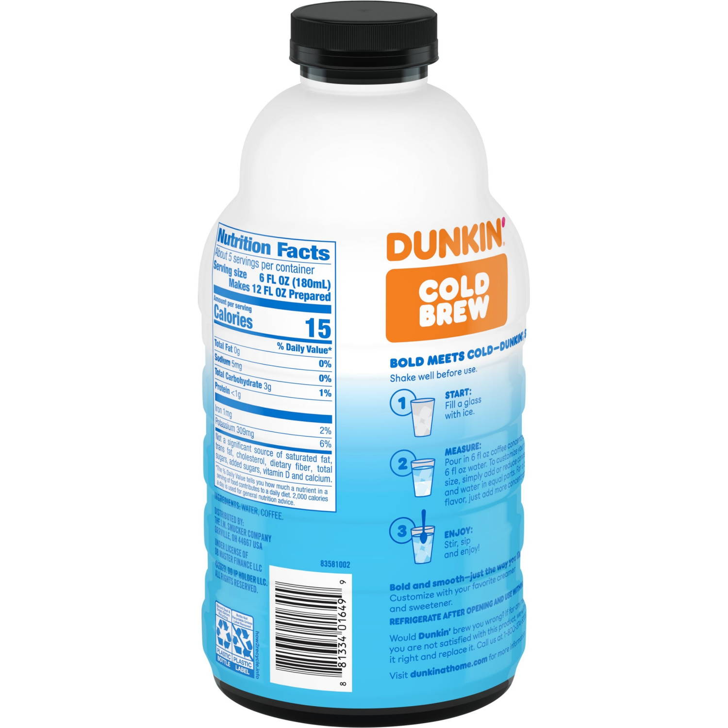 slide 2 of 4, Dunkin' Dunkin’ Cold Brew Concentrated Coffee, 31 Oz. Bottle, 31 fl oz