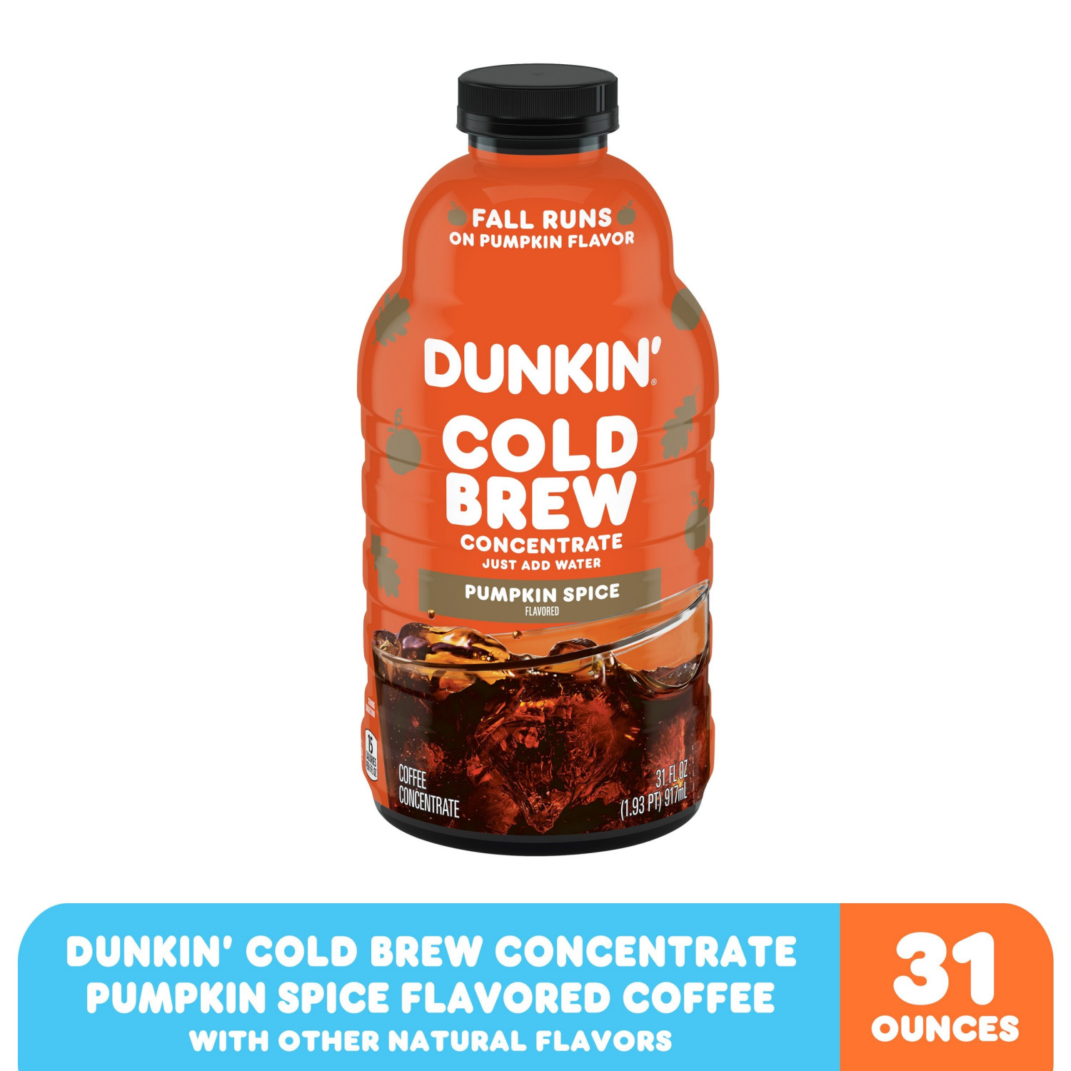 slide 1 of 6, Dunkin' Dunkin’ Pumpkin Spice Artificially Flavored Cold Brew Concentrated Coffee, 31 fl oz