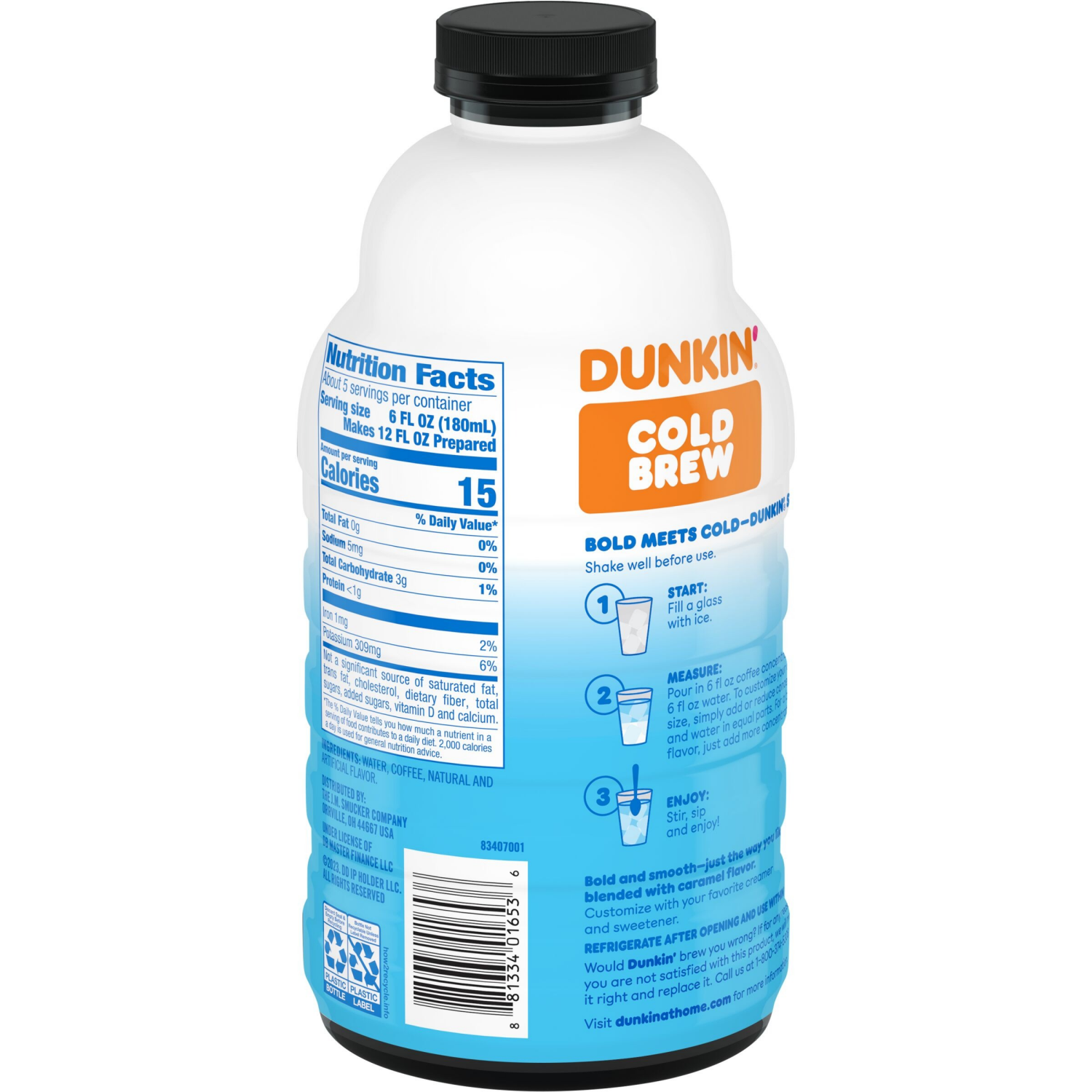 slide 2 of 5, Dunkin' Dunkin’ Caramel Artificially Flavored Cold Brew Concentrated Coffee, 31 Oz. Bottle, 31 fl oz