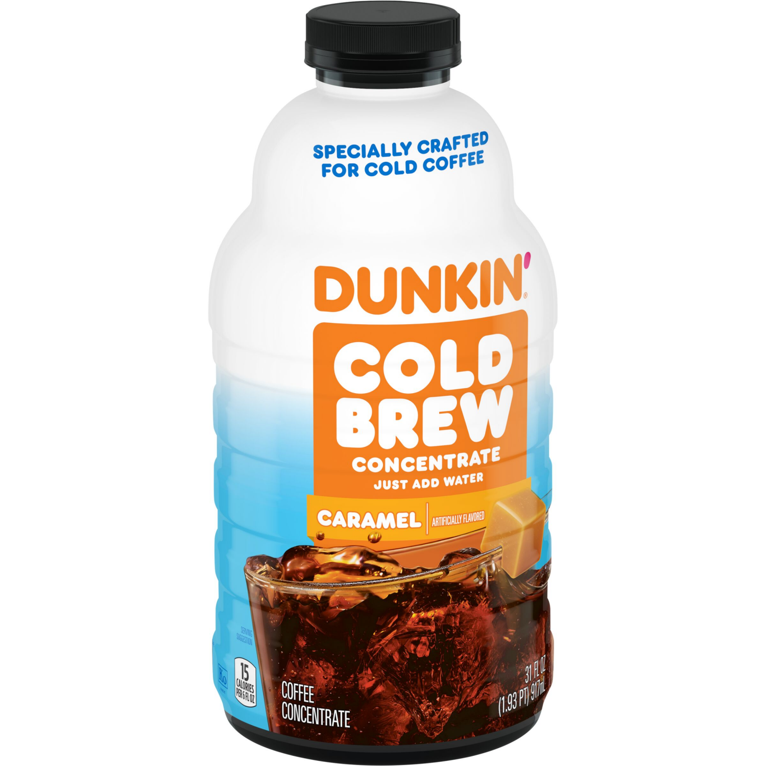 slide 4 of 5, Dunkin' Dunkin’ Caramel Artificially Flavored Cold Brew Concentrated Coffee, 31 Oz. Bottle, 31 fl oz