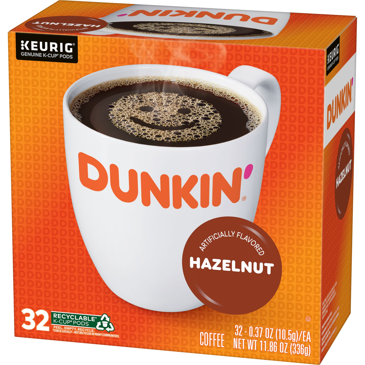 slide 7 of 8, Dunkin' Dunkin’ Hazelnut Artificially Flavored Coffee, Keurig K-Cup Pods, 32 Count Box, 32 ct