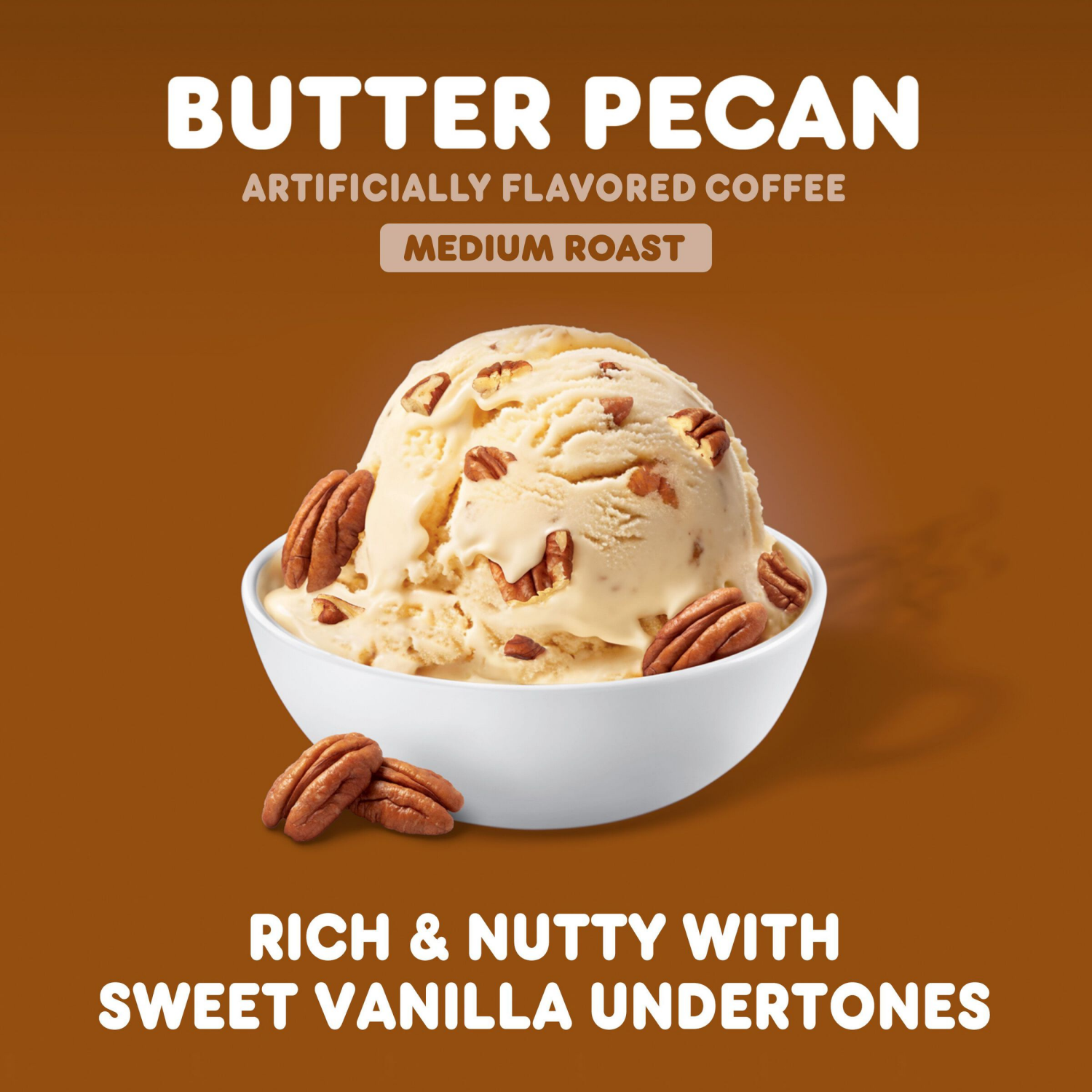 slide 4 of 8, Dunkin' Dunkin’ Butter Pecan Artificially Flavored Coffee, Ground Coffee, 11 oz. Bag, 11 oz