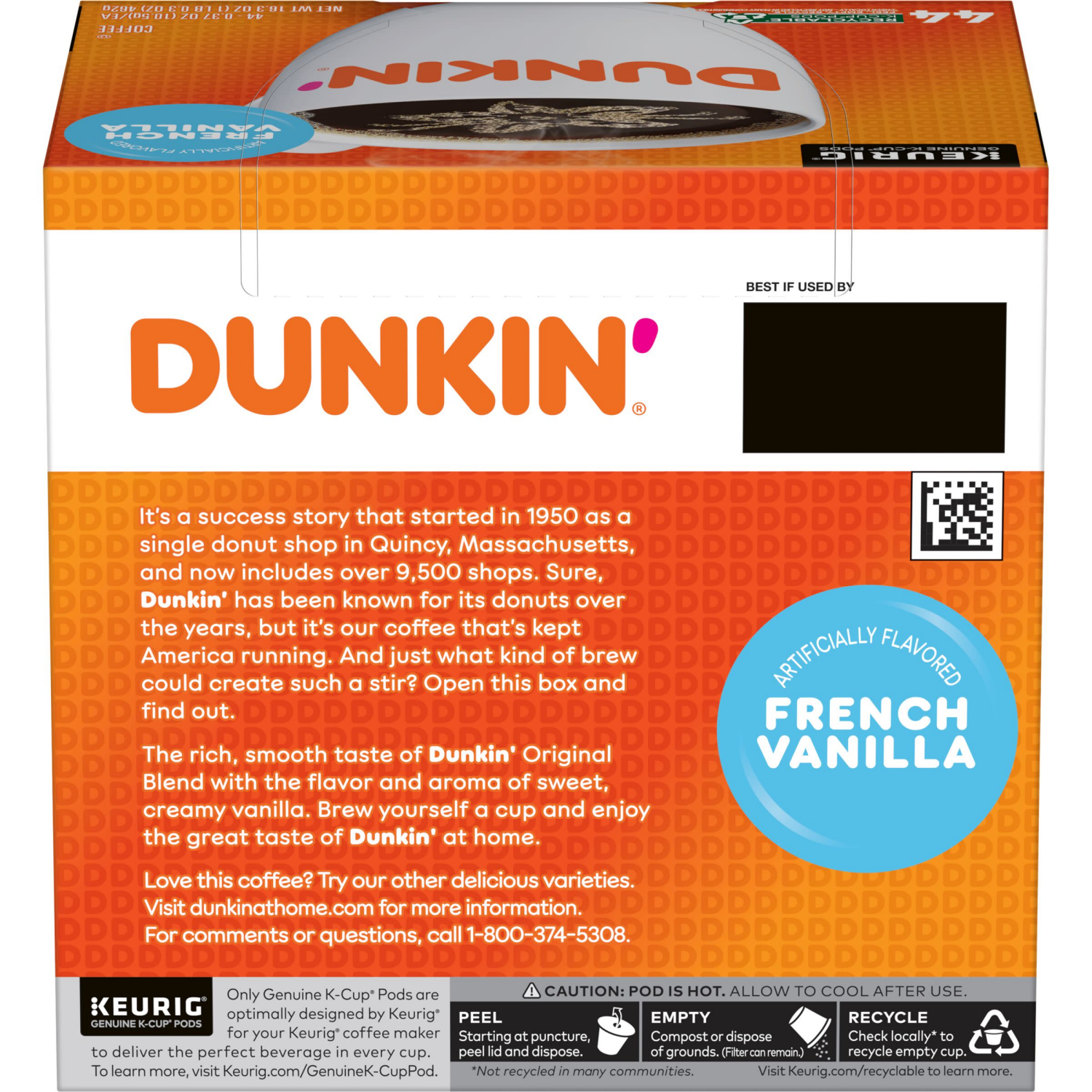 slide 3 of 4, Dunkin' French Vanilla Flavored Coffee, Keurig K-Cup Pods, 44 Count, 44 ct