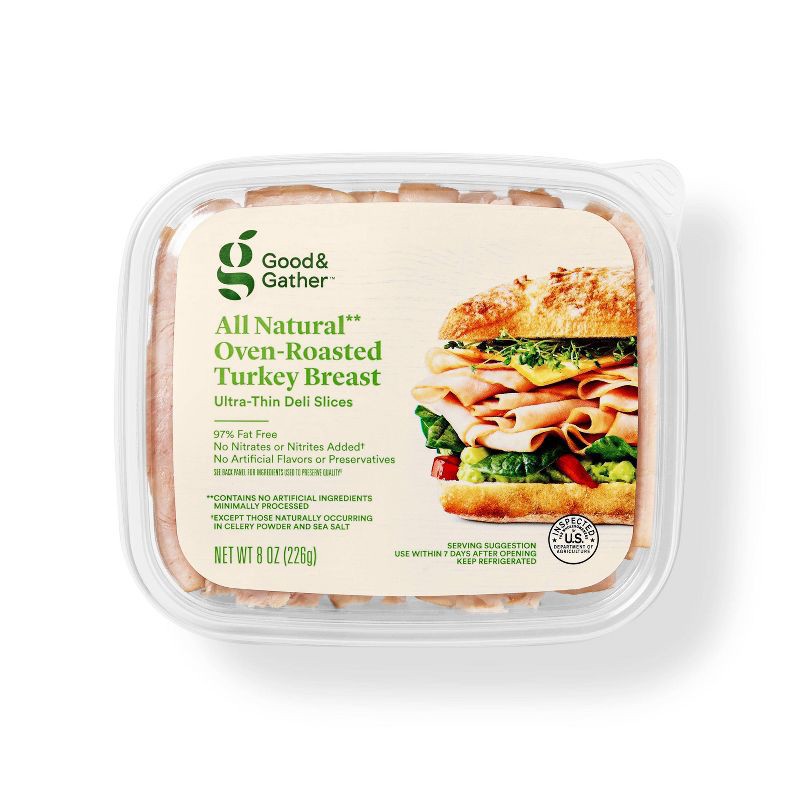 slide 1 of 3, All Natural Oven Roasted Turkey Breast - 8oz - Good & Gather™, 8 oz