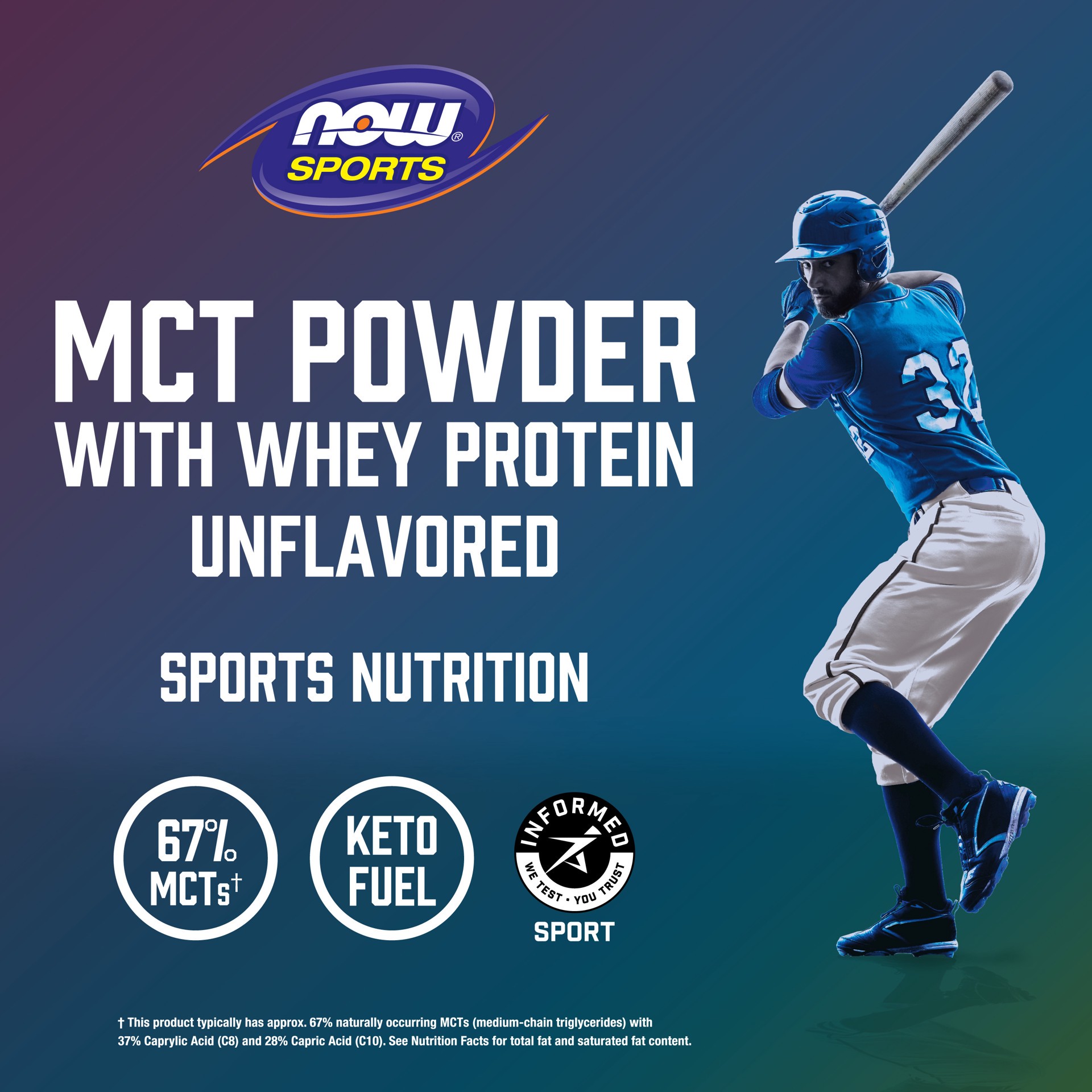 slide 3 of 4, NOW MCT Powder with Whey Protein - 1 lb., 1 lb