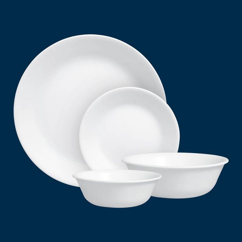 slide 3 of 5, Corelle 16pc Winter Frost White Dinnerware Set: Microwave & Dishwasher Safe, Service for 4, Includes Plates & Bowls, 16 ct