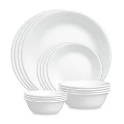 Corelle 16pc Winter Frost White Dinnerware Set: Microwave & Dishwasher Safe, Service for 4, Includes Plates & Bowls