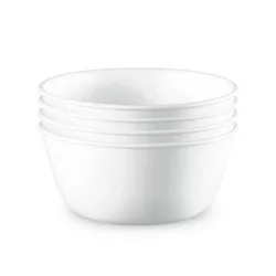 Corelle 4pk Glass Vitrelle 28oz Dinner Bowls White: Round Solid Pasta & Soup Bowls, Dishwasher & Microwave Safe