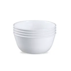 Corelle 4pk Glass Vitrelle 28oz Dinner Bowls White: Round Solid Pasta & Soup Bowls, Dishwasher & Microwave Safe