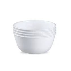 Corelle 4pk Glass Vitrelle 28oz Dinner Bowls White: Round Solid Pasta & Soup Bowls, Dishwasher & Microwave Safe