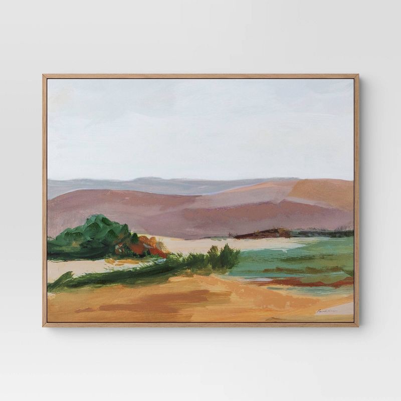 slide 1 of 4, 30" x 24" Landscape Framed Canvas Natural - Threshold™, 1 ct