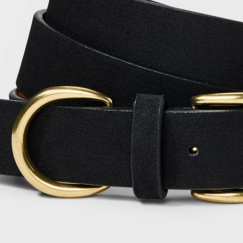 slide 3 of 3, Women's Double Harness Metal Loop Belt - Universal Thread™ Black XS: Adjustable Strap, Solid Pattern, 1 ct