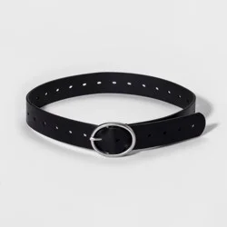 Women's Adjustable Jean Belt with Rounded Design Buckle - Universal Thread™ Black XS: Solid Medium Strap