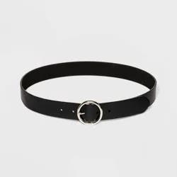 Women's Round Buckle Belt - Wild Fable™ Black XXL: Adjustable Strap, Solid Pattern, Medium Style, 51" Length