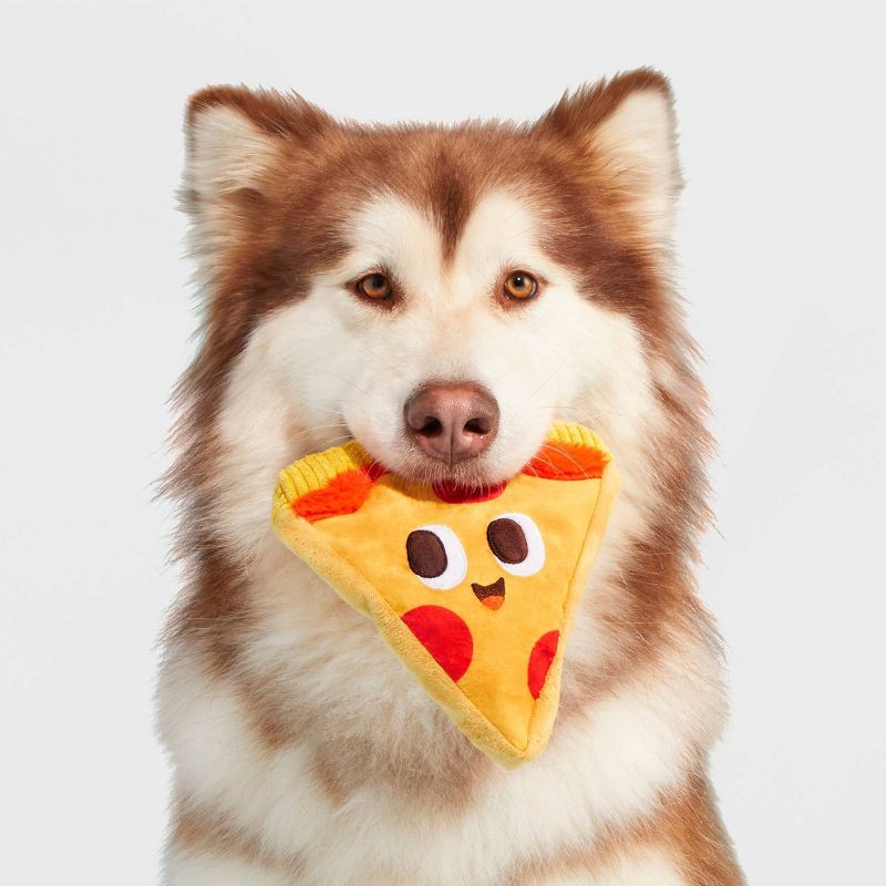 slide 3 of 5, BARK Pizza Face Delivery Bag Dog Toy, 1 ct