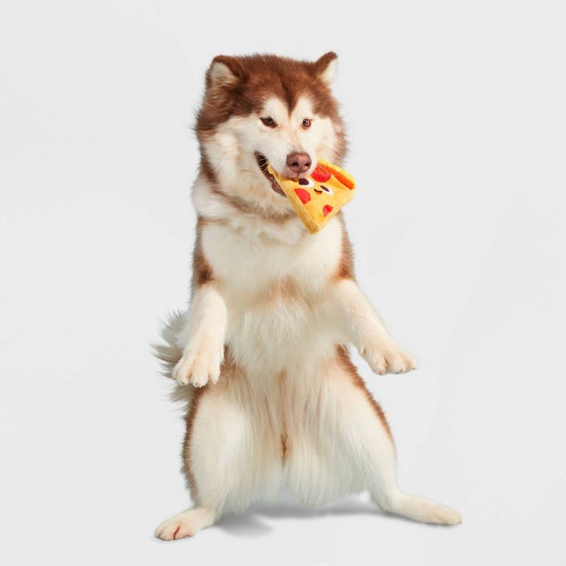 slide 4 of 5, BARK Pizza Face Delivery Bag Dog Toy, 1 ct
