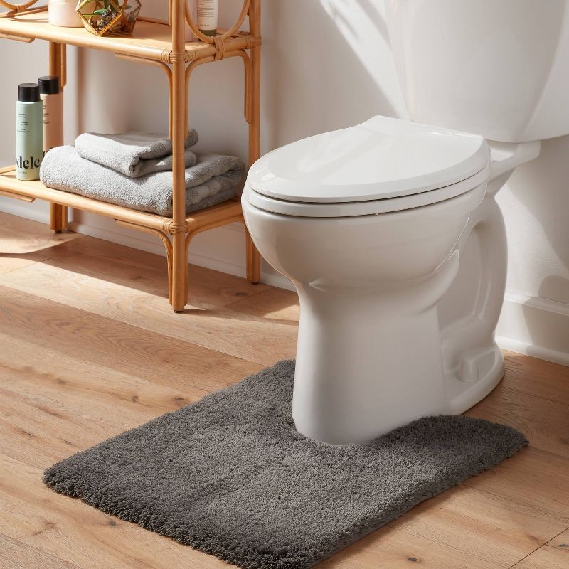 slide 2 of 3, Spa Plush Contour Bath Rug Dark Gray - Threshold™: Machine Washable, Tufted Polyester, Latex Backing, 1 ct