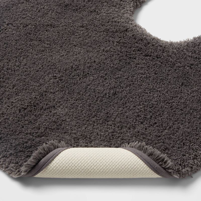 slide 3 of 3, Spa Plush Contour Bath Rug Dark Gray - Threshold™: Machine Washable, Tufted Polyester, Latex Backing, 1 ct