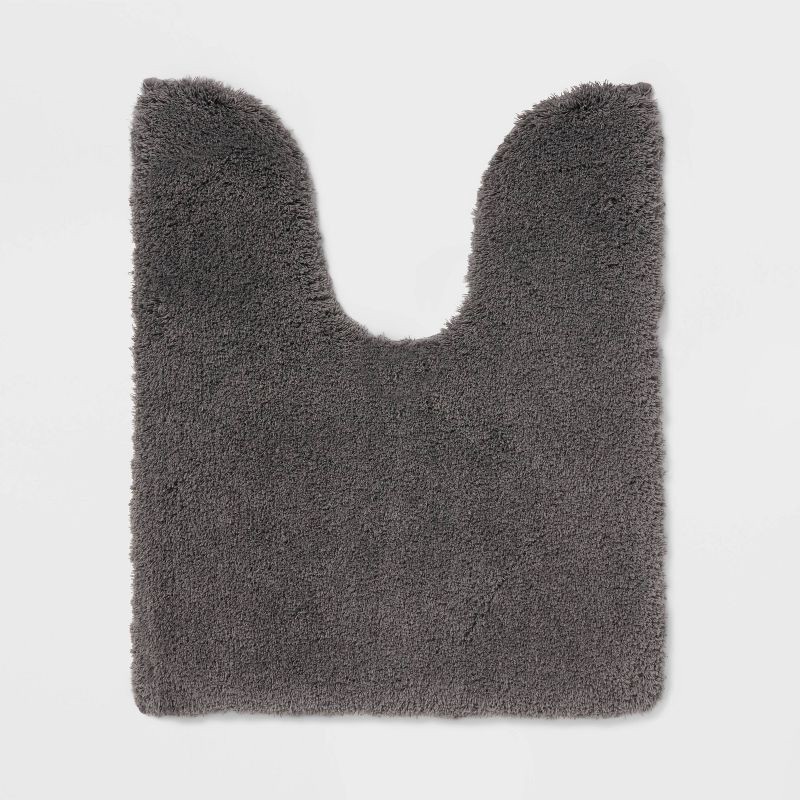 slide 1 of 3, Spa Plush Contour Bath Rug Dark Gray - Threshold™: Machine Washable, Tufted Polyester, Latex Backing, 1 ct