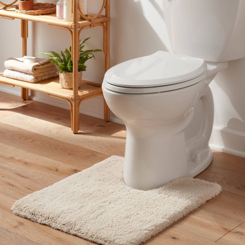 slide 2 of 3, Spa Plush Contour Bath Rug Almond - Threshold™, 1 ct