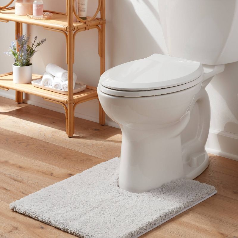 slide 2 of 3, Spa Plush Contour Bath Rug Light Gray - Threshold™: Machine Washable, Tufted Polyester, Latex Backing, 1 ct