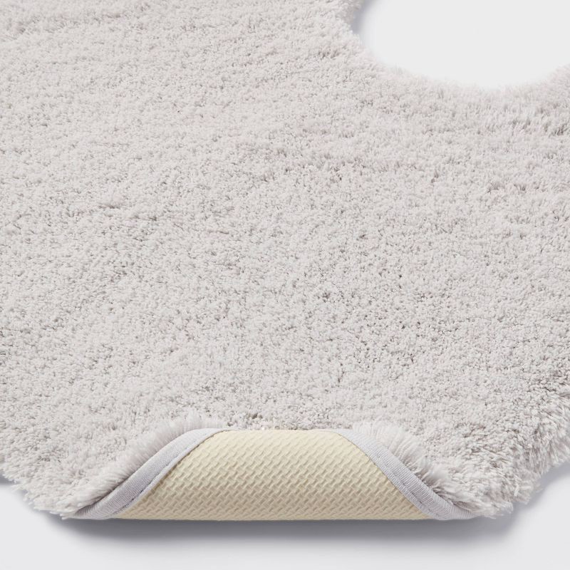 slide 3 of 3, Spa Plush Contour Bath Rug Light Gray - Threshold™: Machine Washable, Tufted Polyester, Latex Backing, 1 ct