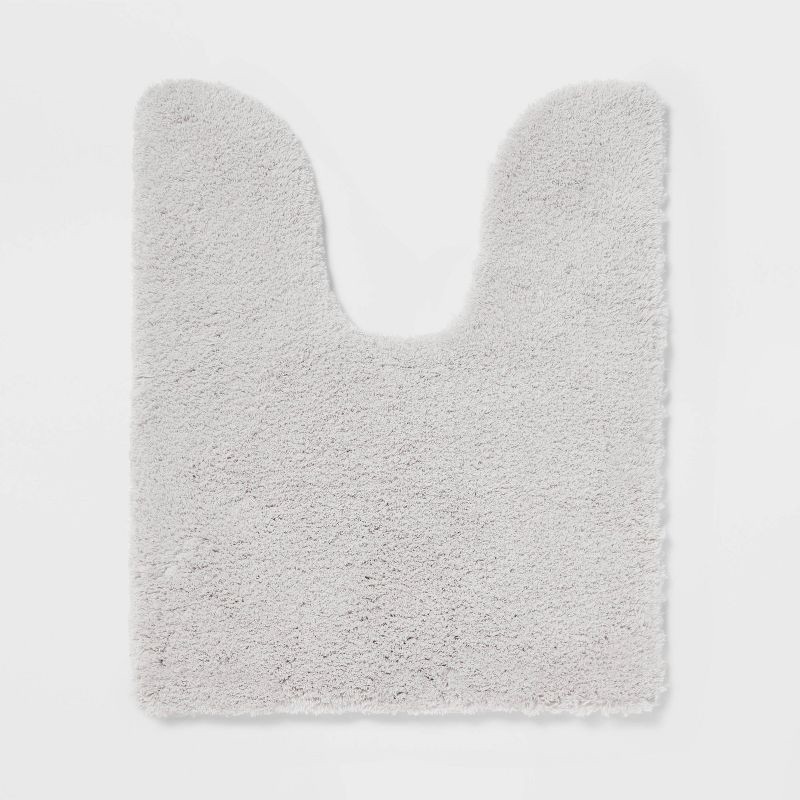slide 1 of 3, Spa Plush Contour Bath Rug Light Gray - Threshold™: Machine Washable, Tufted Polyester, Latex Backing, 1 ct