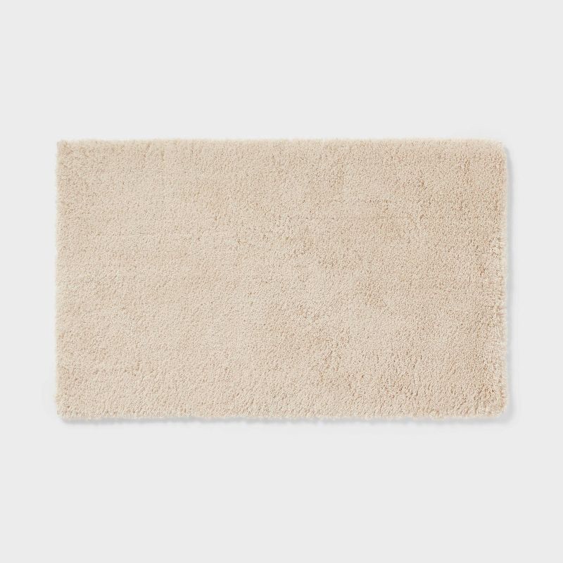 slide 1 of 4, 24"x40" Spa Plush Bath Rug Almond - Threshold™, 1 ct