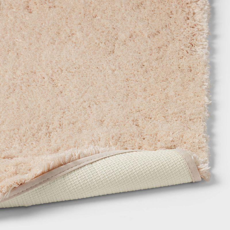 slide 4 of 4, 24"x60" Spa Plush Bath Rug Almond - Threshold™: Machine Washable, Tufted Polyester, Latex Backing, 1 ct
