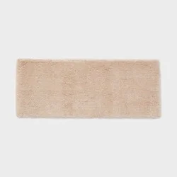 24"x60" Spa Plush Bath Rug Almond - Threshold™: Machine Washable, Tufted Polyester, Latex Backing