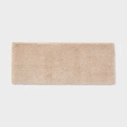 24"x60" Spa Plush Bath Rug Almond - Threshold™: Machine Washable, Tufted Polyester, Latex Backing