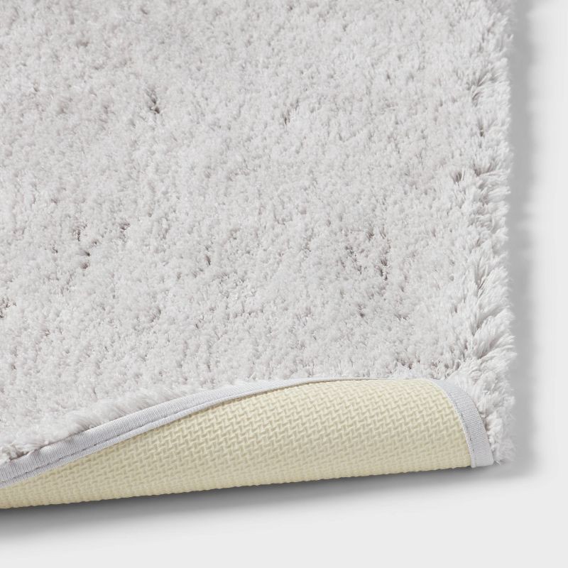 slide 4 of 4, 24"x60" Spa Plush Bath Rug Light Gray - Threshold™: Machine Washable, Tufted Polyester, Latex Backing, 1 ct