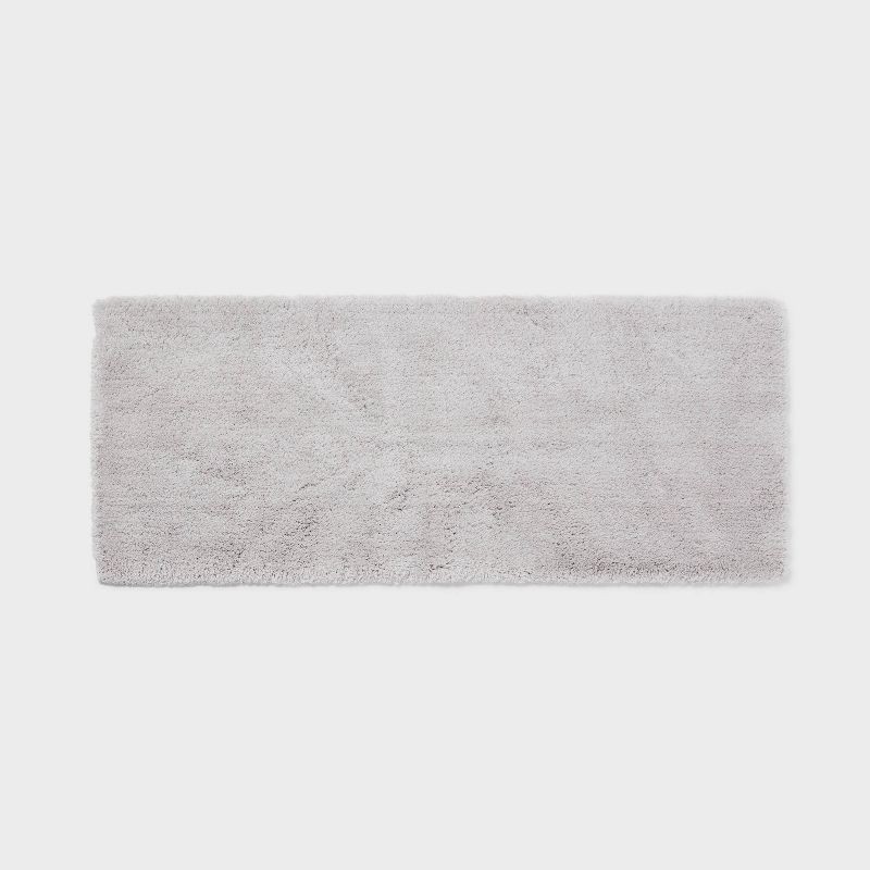 slide 1 of 4, 24"x60" Spa Plush Bath Rug Light Gray - Threshold™: Machine Washable, Tufted Polyester, Latex Backing, 1 ct