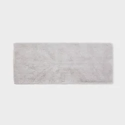 24"x60" Spa Plush Bath Rug Light Gray - Threshold™: Machine Washable, Tufted Polyester, Latex Backing
