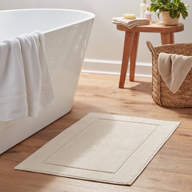 slide 2 of 4, 21"x34" Spa Plush Bath Rug Almond - Threshold™, 1 ct