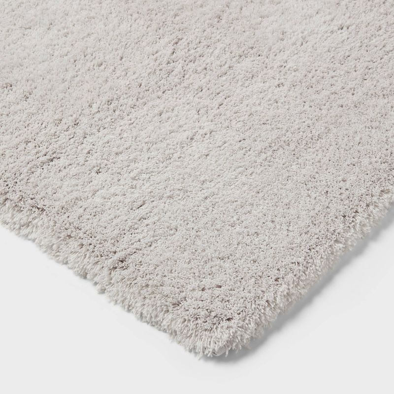 slide 3 of 4, 21"x34" Spa Plush Bath Rug Light Gray - Threshold™: Machine Washable, Tufted Polyester, Latex Backing, 1 ct