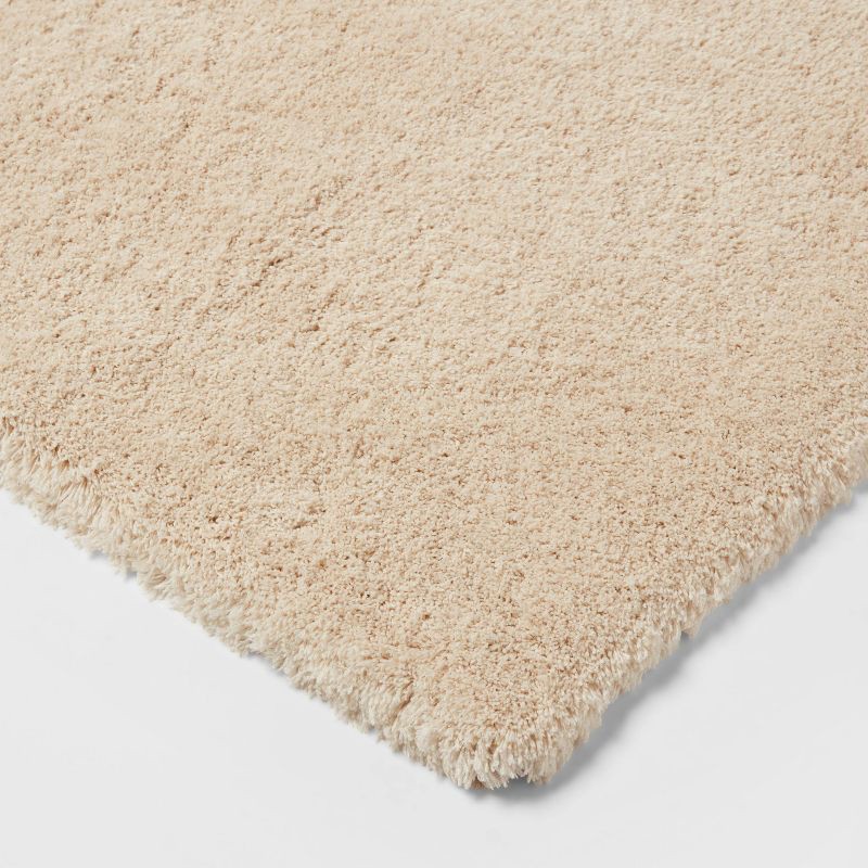 slide 3 of 4, 21"x34" Spa Plush Bath Rug Almond - Threshold™: Machine Washable, Tufted Polyester, Latex Backing, 1 ct