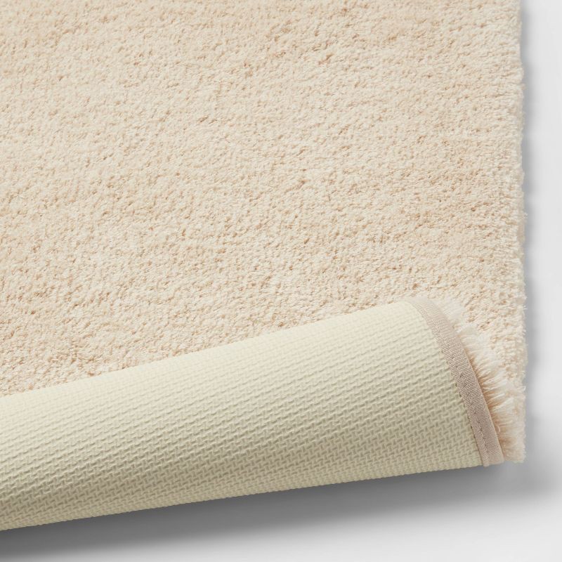 slide 4 of 4, 21"x34" Spa Plush Bath Rug Almond - Threshold™: Machine Washable, Tufted Polyester, Latex Backing, 1 ct