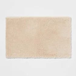 21"x34" Spa Plush Bath Rug Almond - Threshold™: Machine Washable, Tufted Polyester, Latex Backing