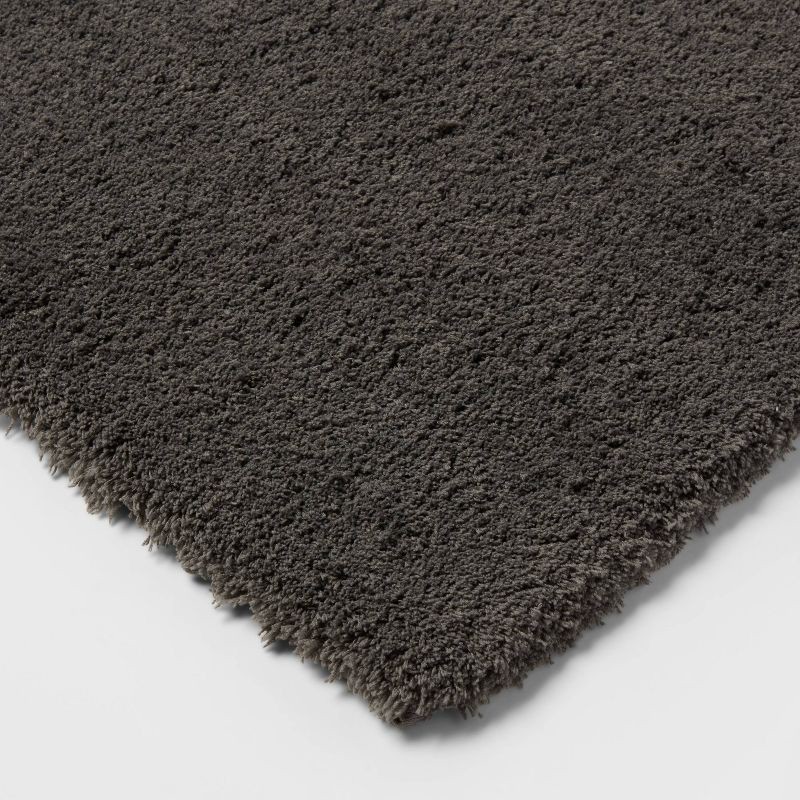 slide 3 of 4, 21"x34" Spa Plush Bath Rug Dark Gray - Threshold™: Machine Washable, Tufted Polyester, Latex Backing, 1 ct