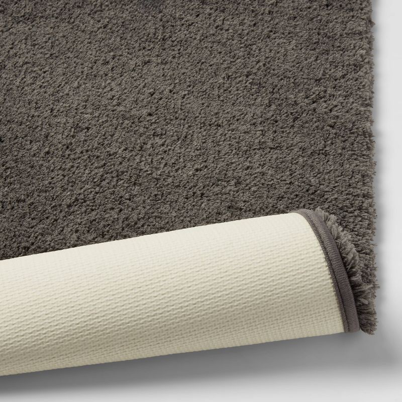 slide 4 of 4, 21"x34" Spa Plush Bath Rug Dark Gray - Threshold™: Machine Washable, Tufted Polyester, Latex Backing, 1 ct