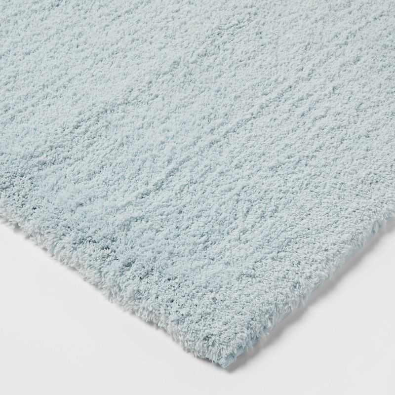 slide 3 of 4, 21"x34" Spa Plush Bath Rug Light Blue - Threshold™: Machine Washable, Tufted Polyester, Latex Backing, 1 ct