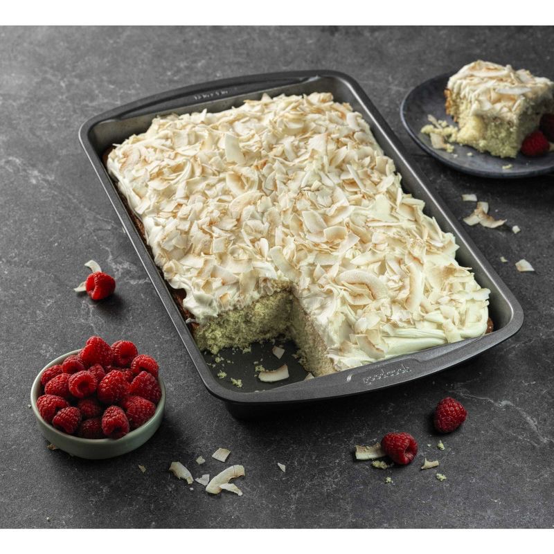 slide 7 of 7, GoodCook 9"x13" Nonstick Steel Ready Rectangle Cake Pan Gray: Dishwasher-Safe Lasagna Baking Pan, Lifetime Warranty, 1 ct