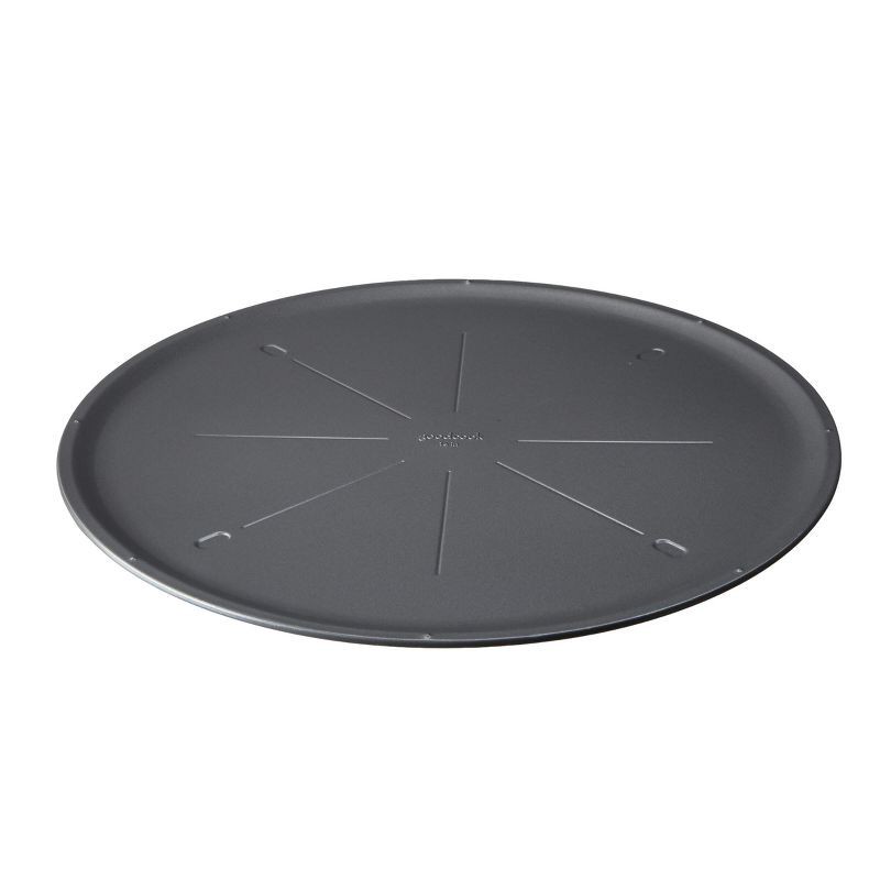 slide 2 of 6, GoodCook 16" Nonstick Steel Ready Pizza Pan with Guides Gray, 1 ct