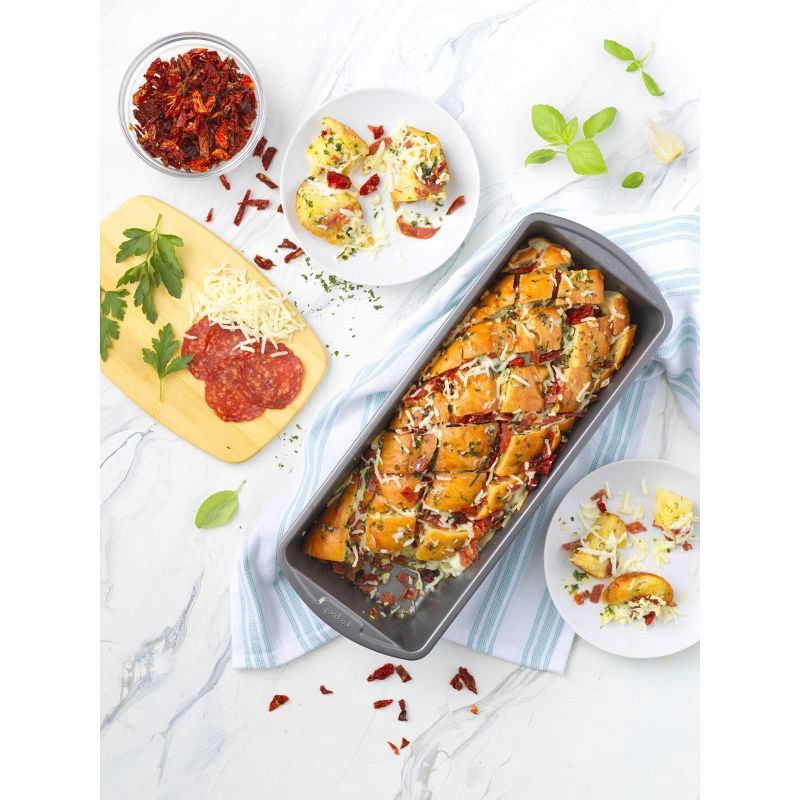 slide 4 of 6, GoodCook 13"x5" XL Nonstick Steel Long Loaf Bread Pan Gray: Banana Bread & Meatloaf Baking Pan, Dishwasher-Safe, 1 ct