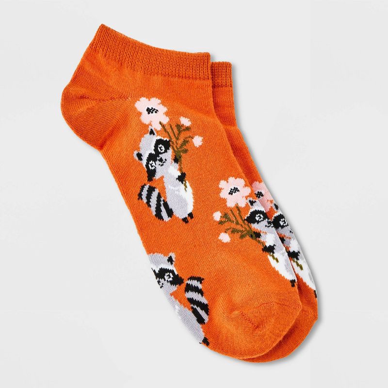 slide 1 of 2, Women's Raccoons Low Cut Socks - Orange 4-10: Knit Lightweight Ankle Apparel, 1 ct