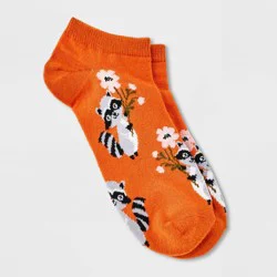 Women's Raccoons Low Cut Socks - Orange 4-10: Knit Lightweight Ankle Apparel