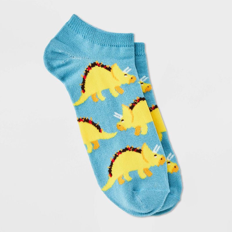 slide 1 of 2, Women's Tacosaurus Low Cut Socks - Blue 4-10: Fun Dinosaur Pattern, Lightweight Knit, Banded Cuff, Machine Washable, 1 ct